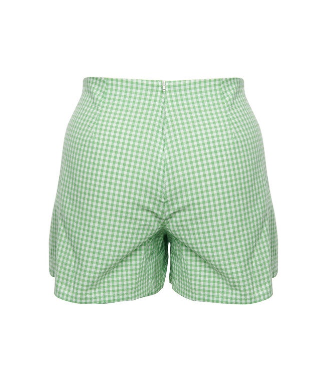 Smak Parlour Green & White Gingham Pleated Shorts, , alternate image number null