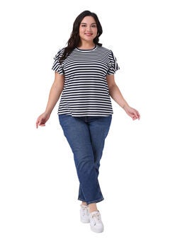 Summer Striped Ruffle Short Sleeve Casual T-Shirt