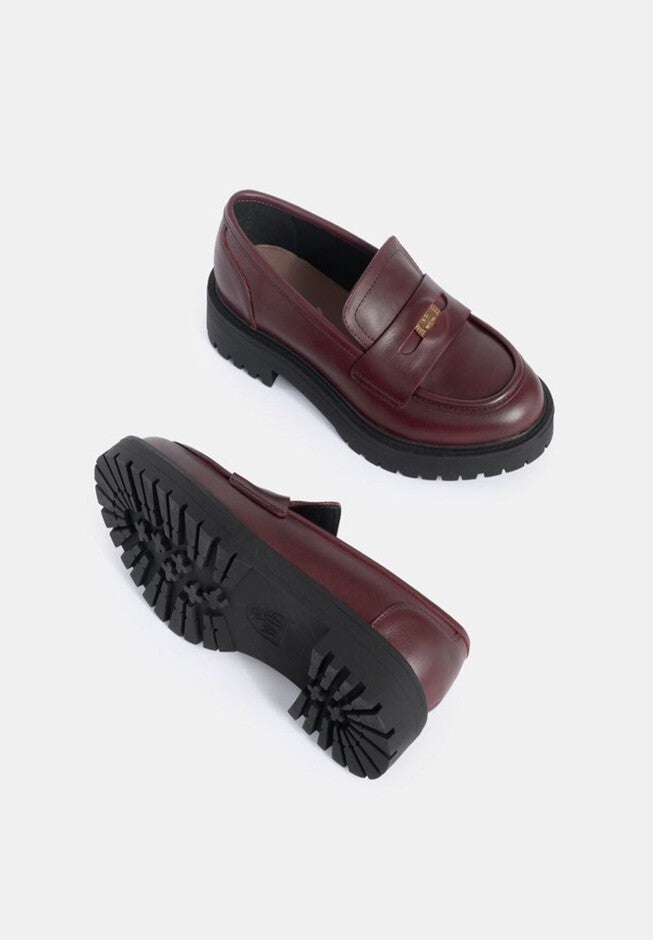 Sam Lucky Penny Leather Loafers, Wine / New Wine, alternate image number 3