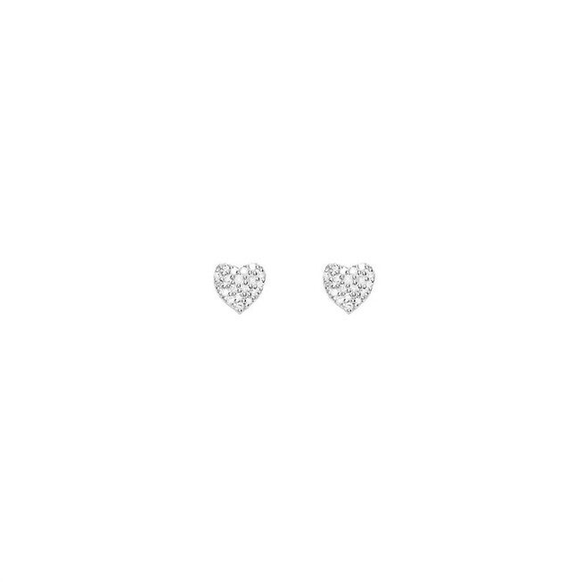 DIAMOND HEART EARRINGS IN SILVER, Silver / Silver, hi-res image number null