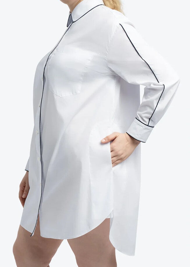 SIGNATURE TUNIC SHIRT PIPING, White / White, alternate image number 1