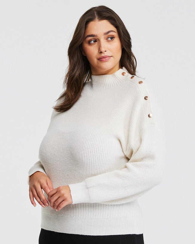 Clovelly Ribbed Turtle Neck Sweater, MILK / White, alternate image number null