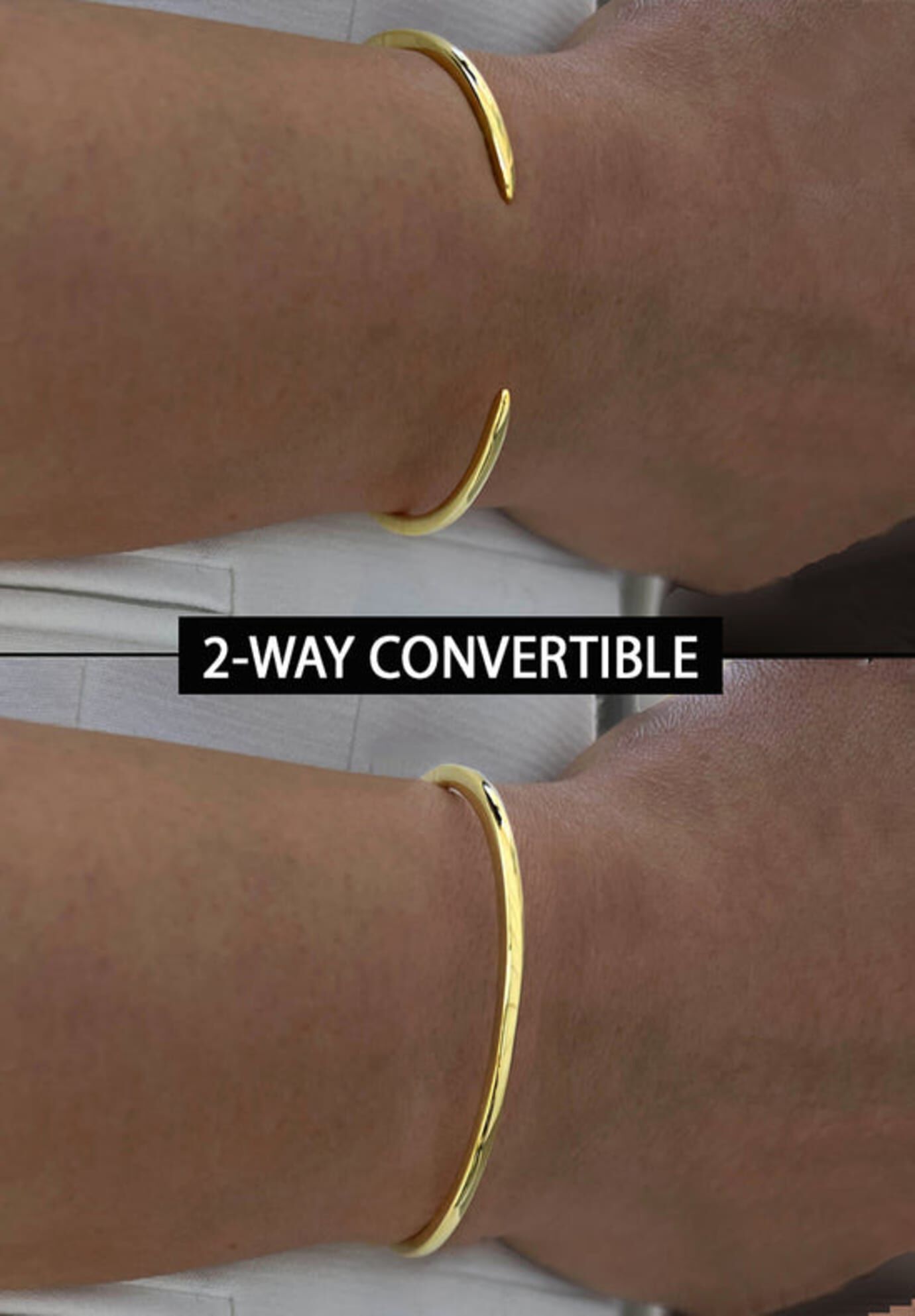 SUCCESS 2-Way Convertible Stacking Cuff Bracelet, Gold / Gold, alternate image number 1