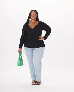 Leonor Ruched Full Length Top in Black