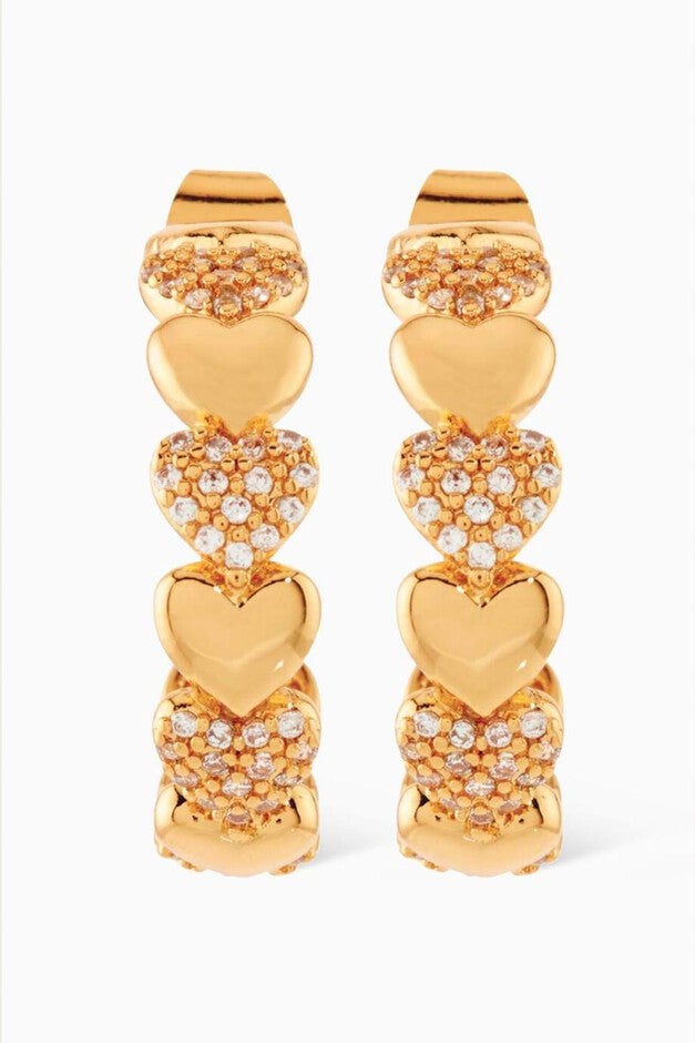 HABIBI HEART HOOP EARRINGS IN GOLD, , alternate image number null