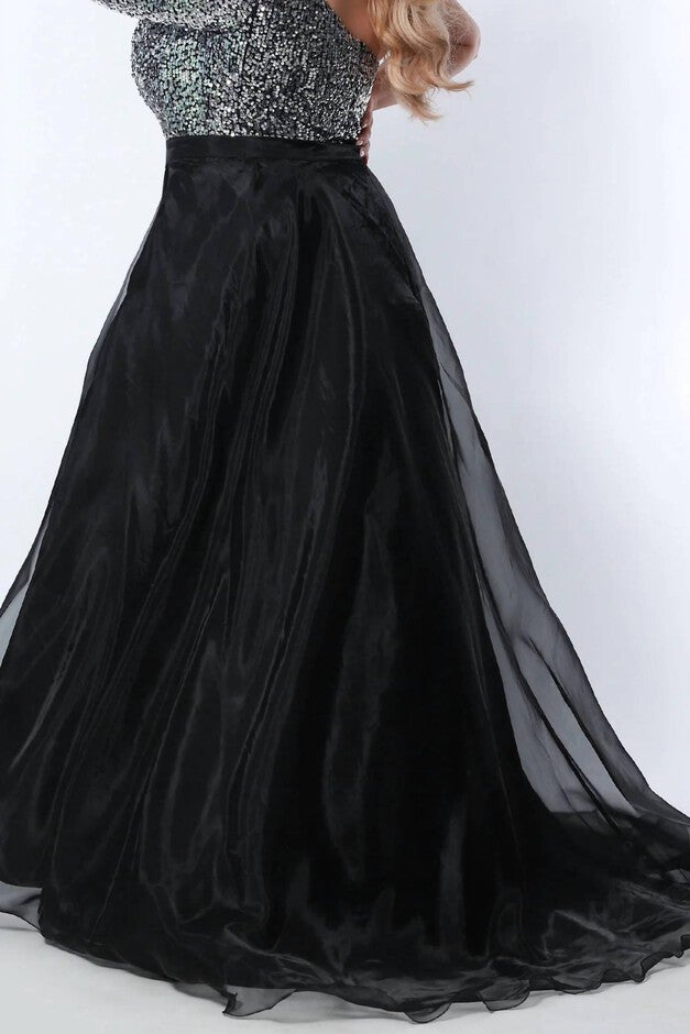 ORGANZA/SATIN OVERSKIRT IN BLACK, Black / Black, alternate image number null