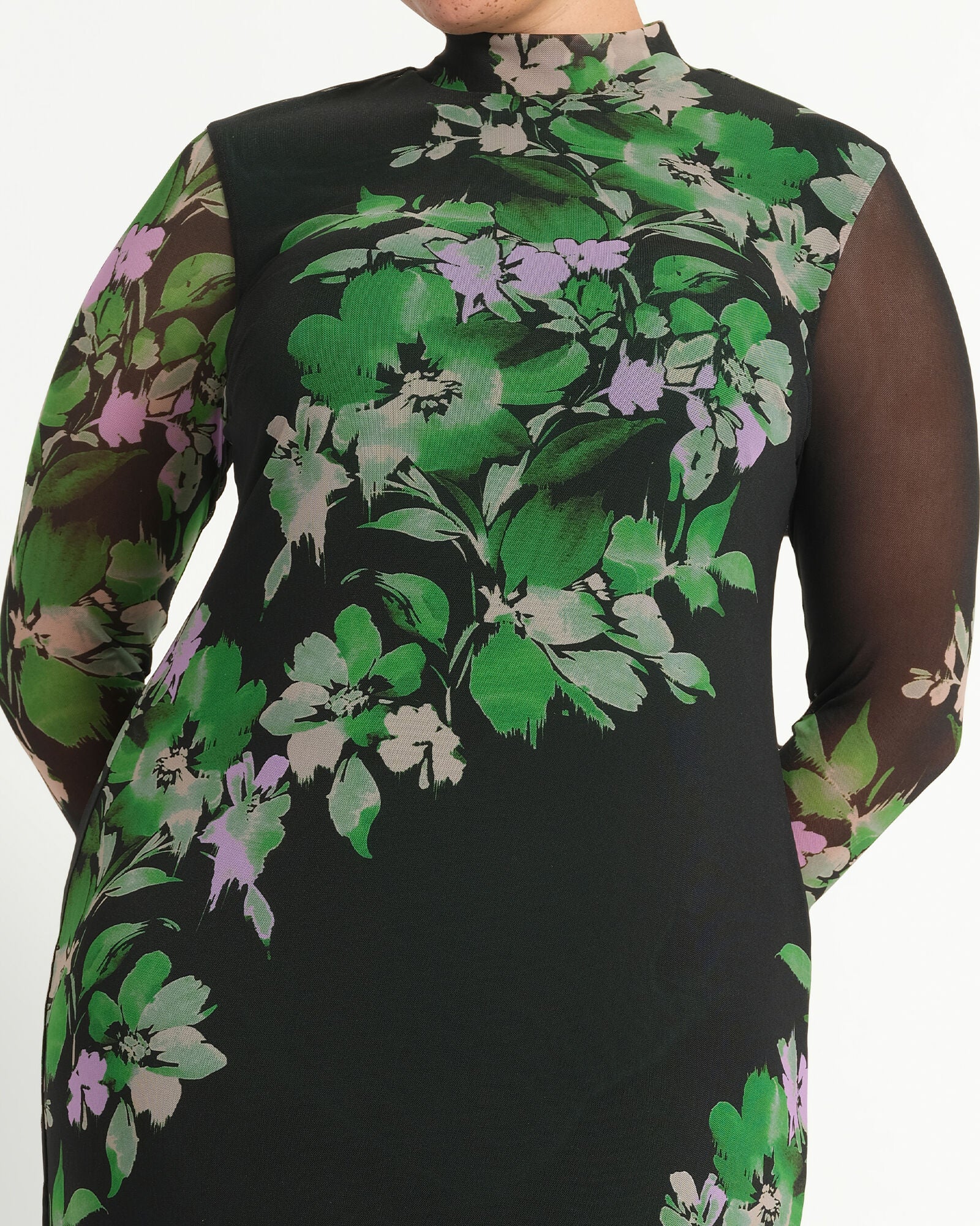 Fiora Printed Mesh Dress, Ivy Fleur / Forest Green, alternate image number 3