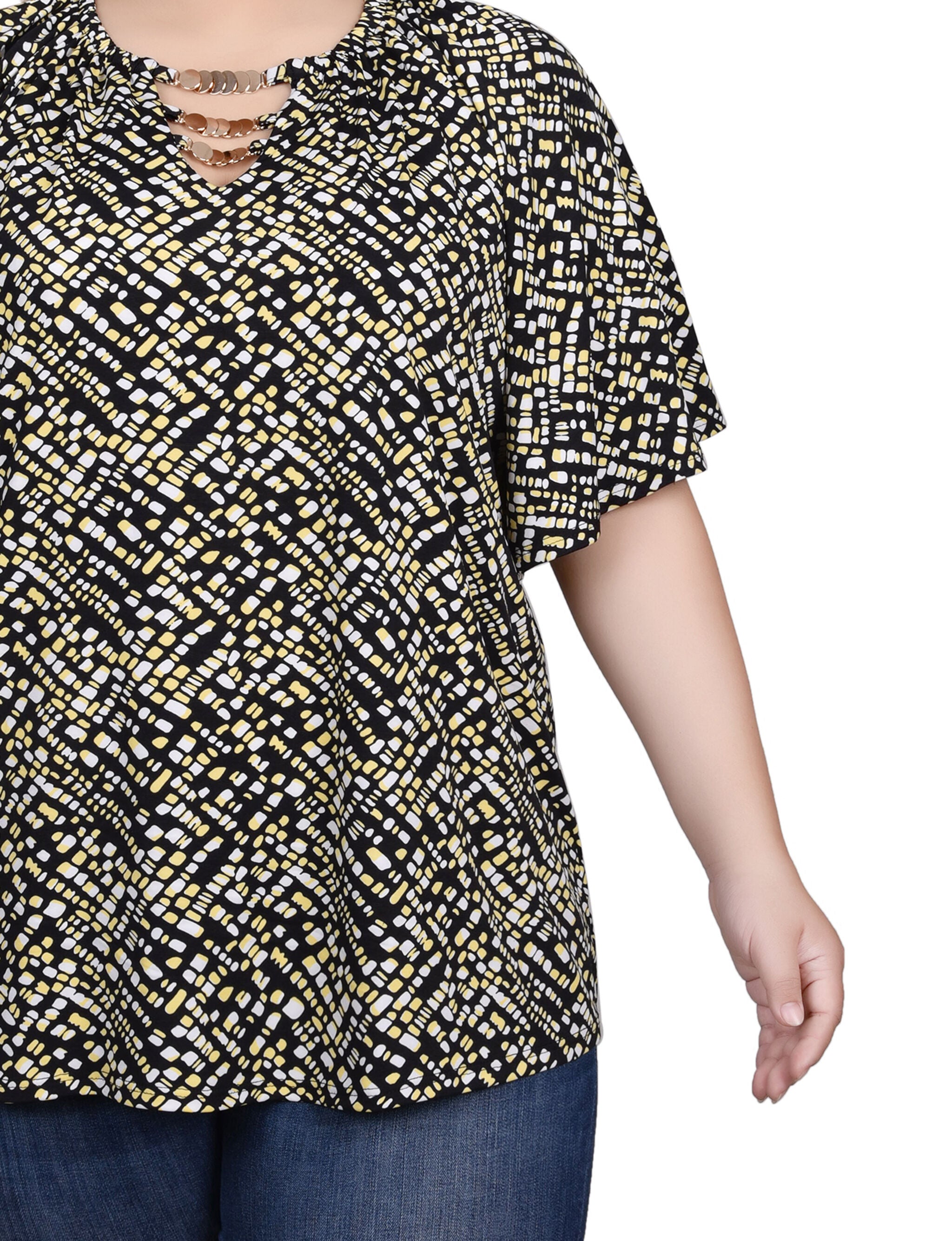 Raglan Sleeve Top With Chain Details, , alternate image number 5