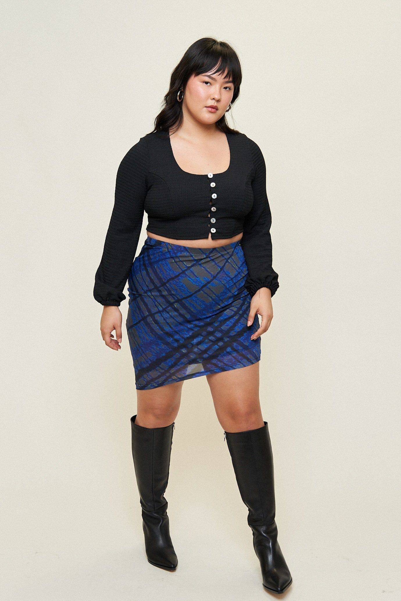 Carly Cropped Blouse, Black / Black, hi-res image number 0