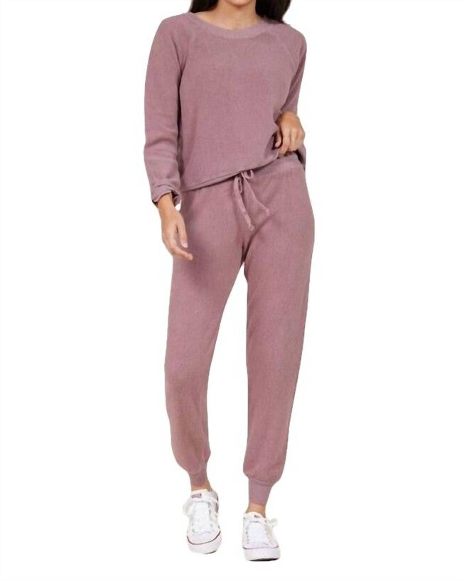 Slim Plush Sweatpant in Mauve, Mauve / Pink, hi-res image number 0