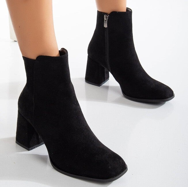 NADINE - BLACK SUEDE ANKLE BOOTS, BLACK / Black, alternate image number 1