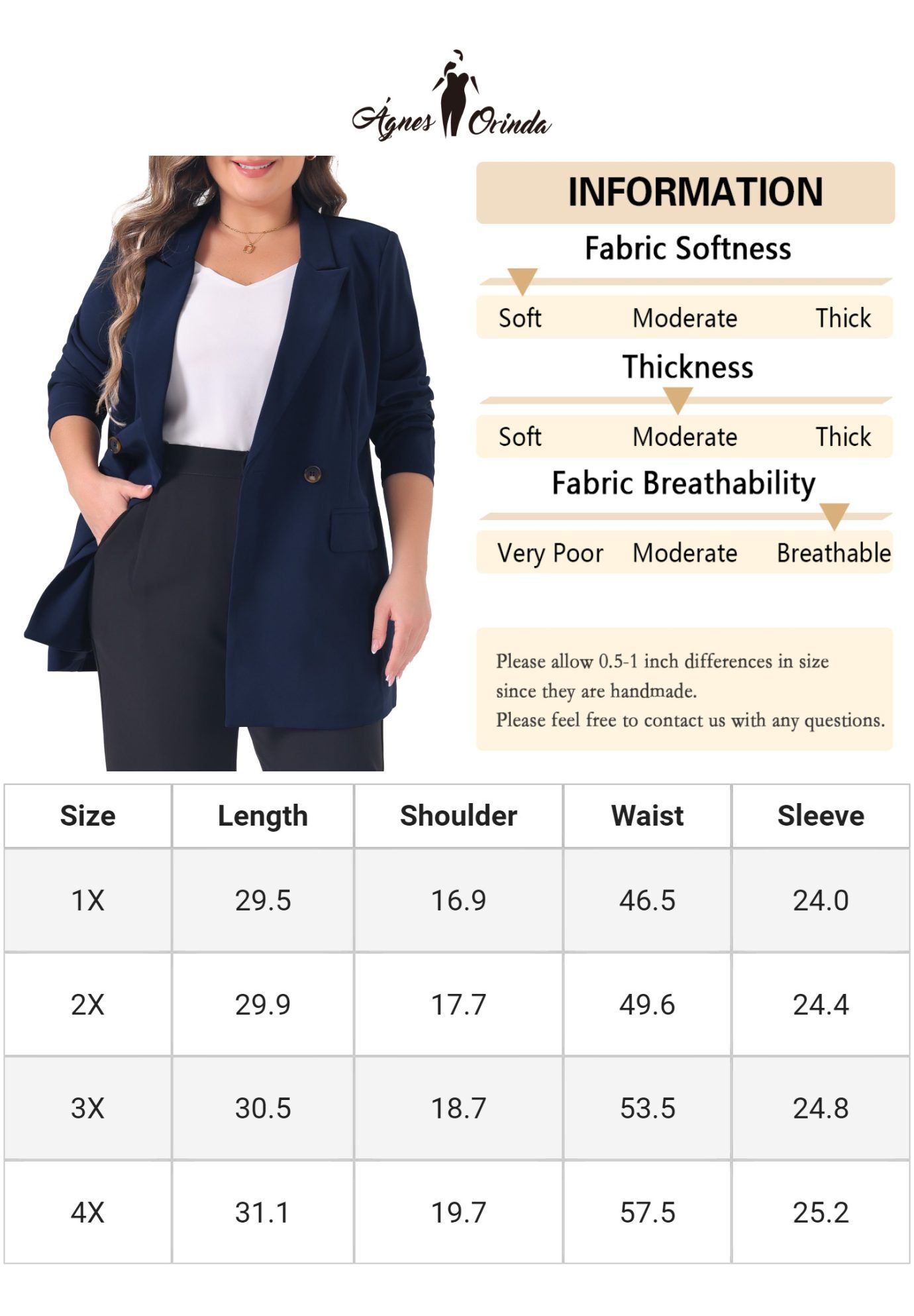 LAPEL BUTTON OFFICE WORK BLAZER, Navy Blue / Navy, alternate image number 3