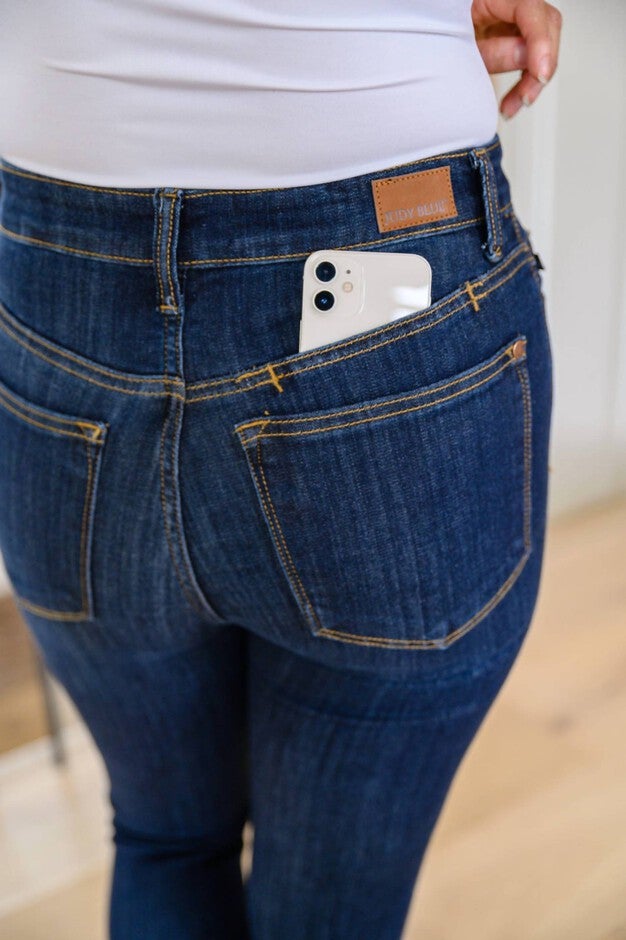 BACK YOKE SKINNY JEANS WITH PHONE POCKET, Blue / Azure Blue, alternate image number null