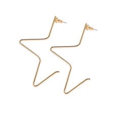 Large 1/2 Star Earrings Gold