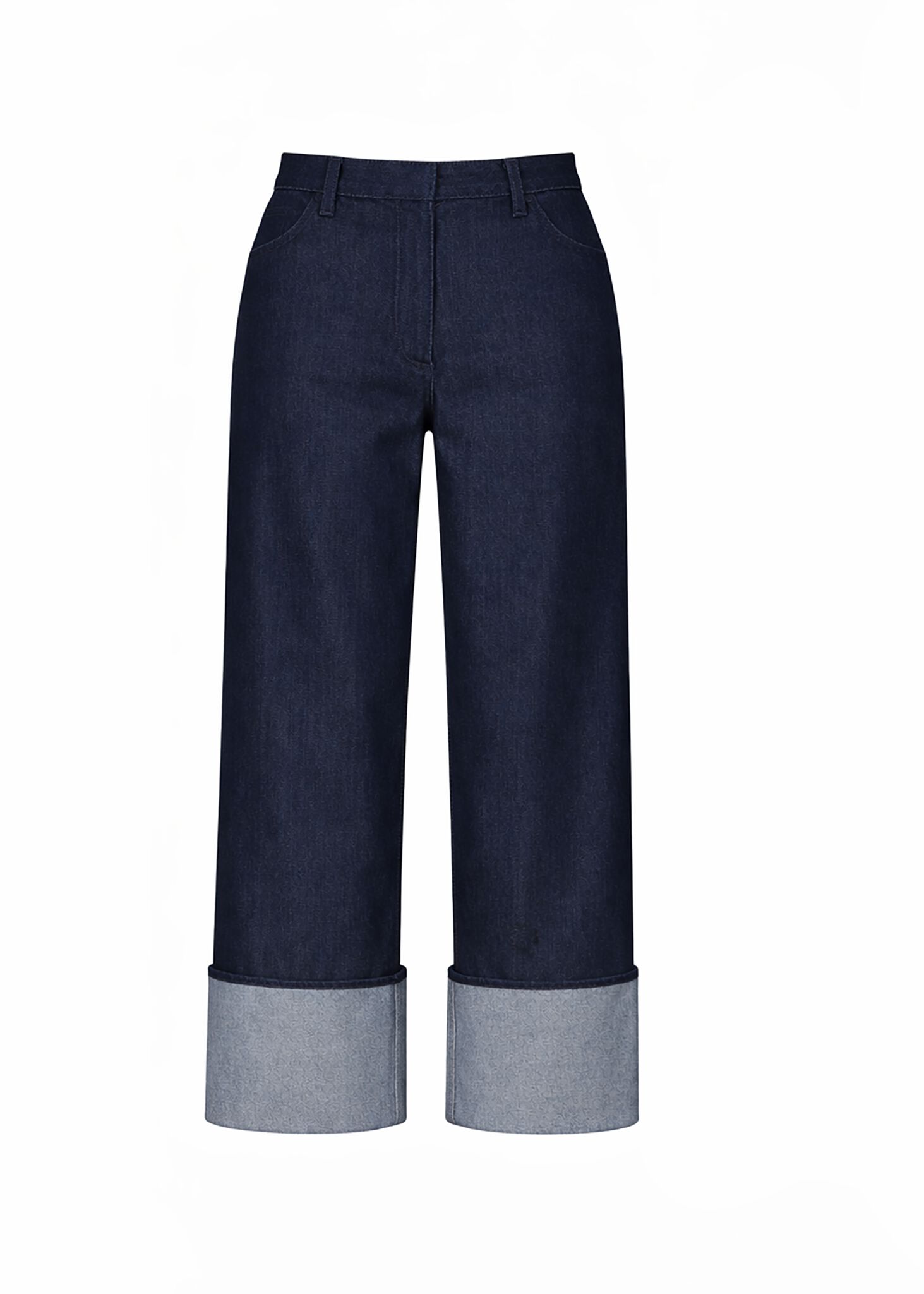 Denim Cuffed Pants, NAVY / Dark Wash, alternate image number 1
