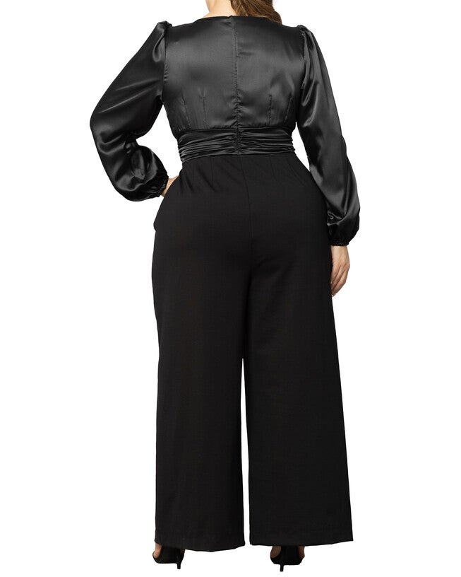 Refined Satin Jumpsuit, ONYX / Black, alternate image number 1