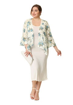 Chiffon Cover Up 3/4 Sleeve Floral Summer Cardigan