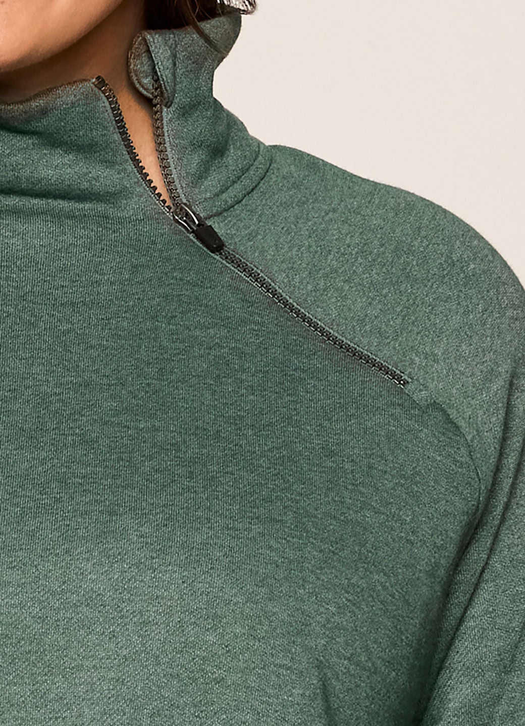 Prime Ready To Roll Fleece Zip Mock Neck Pullover, Green / Forest Green, alternate image number 4