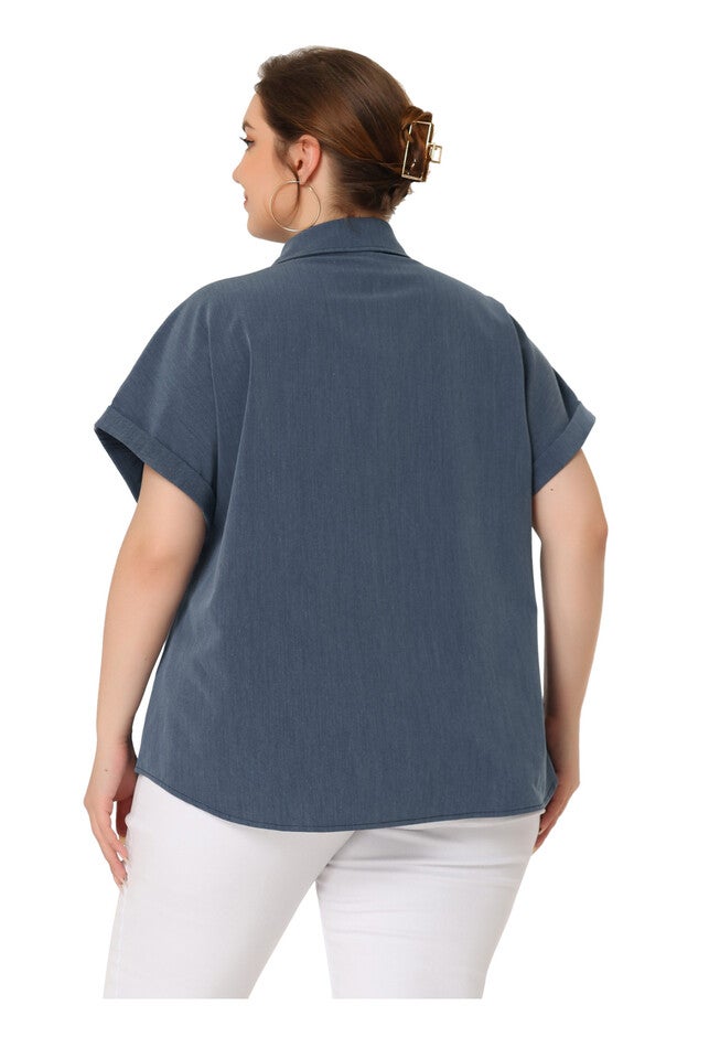 ROLL SLEEVES BUTTONS DOWN CHAMBRAY SHIRT, Navy Blue / Navy, alternate image number 3