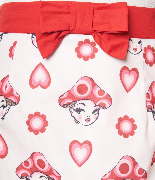 Smak Parlour Pink & Red Madam Mushroom Mod Skirt, , alternate image number 7