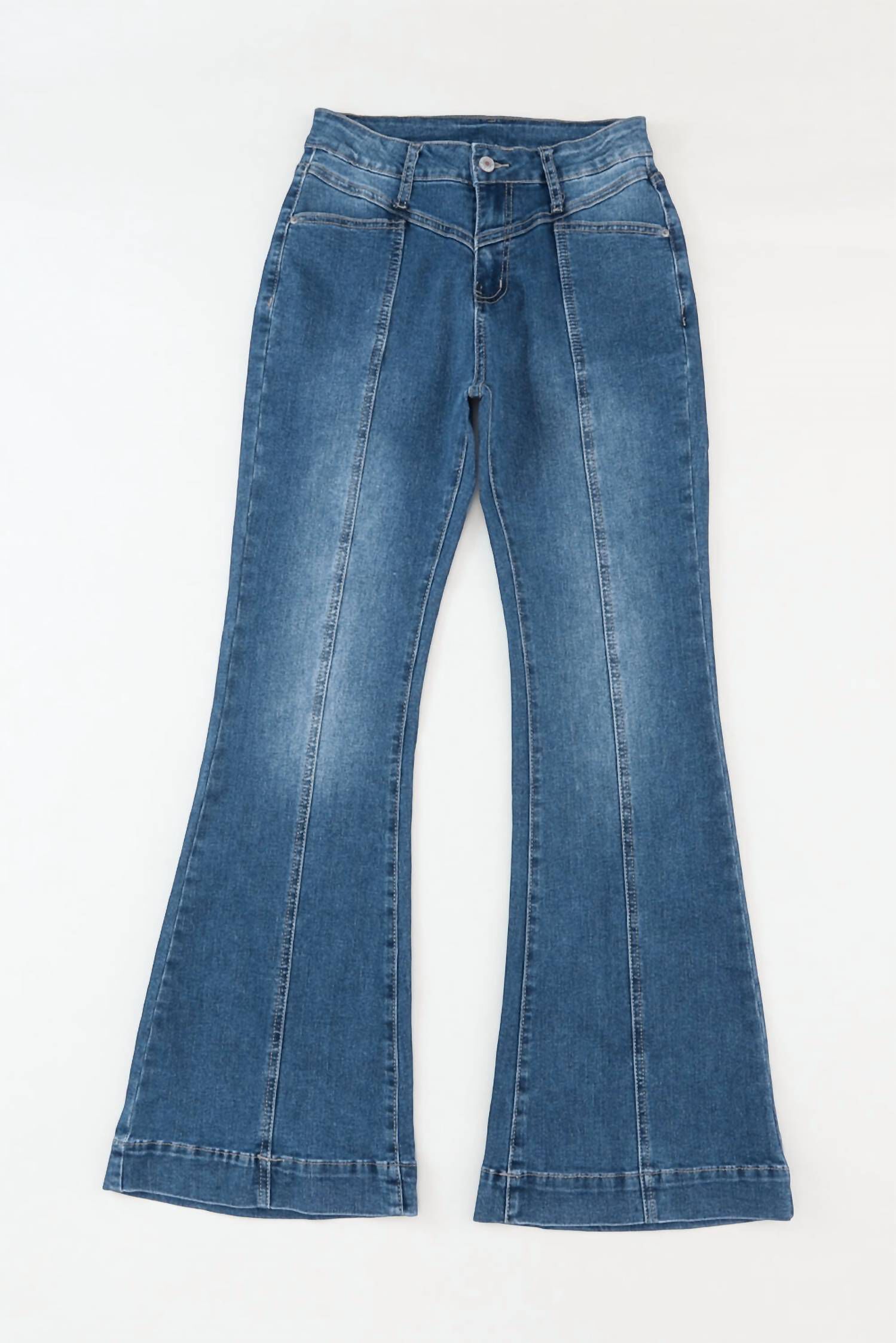 HIGH WAISTED BELL BOTTOM JEAN, Dark Wash / Dark Wash, alternate image number 2
