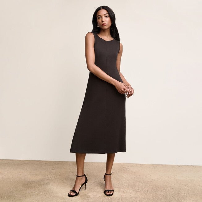 Milano Drape Dress - Plush Pima, Black / Black, hi-res image number 0