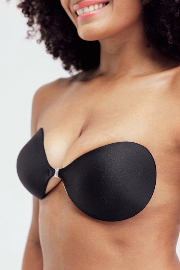 Push Up Luxe Adhesive Fabric Bra, Black Onyx / Black, alternate image number 3
