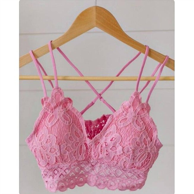 LACE BRALETTE IN BRIGHT PINK, , alternate image number null