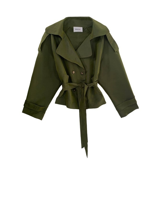 JULIA SHORT TRENCH COAT, Olive Green / Olive Green, hi-res image number 0