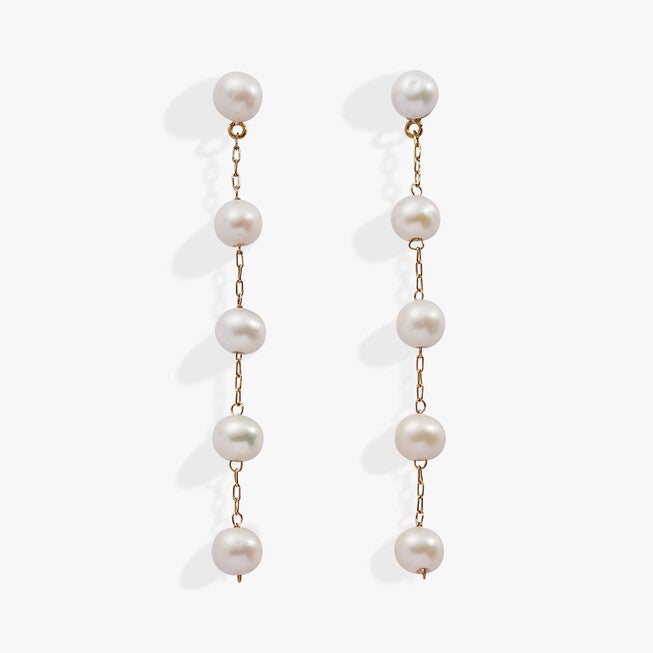 Freshwater Pearl Drop Earrings, Gold / Gold, hi-res image number 0