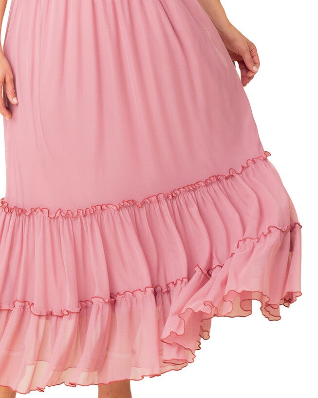 Isla Tiered Mesh Maxi Skirt, ROSE QUARTZ / Pink, alternate image number 2