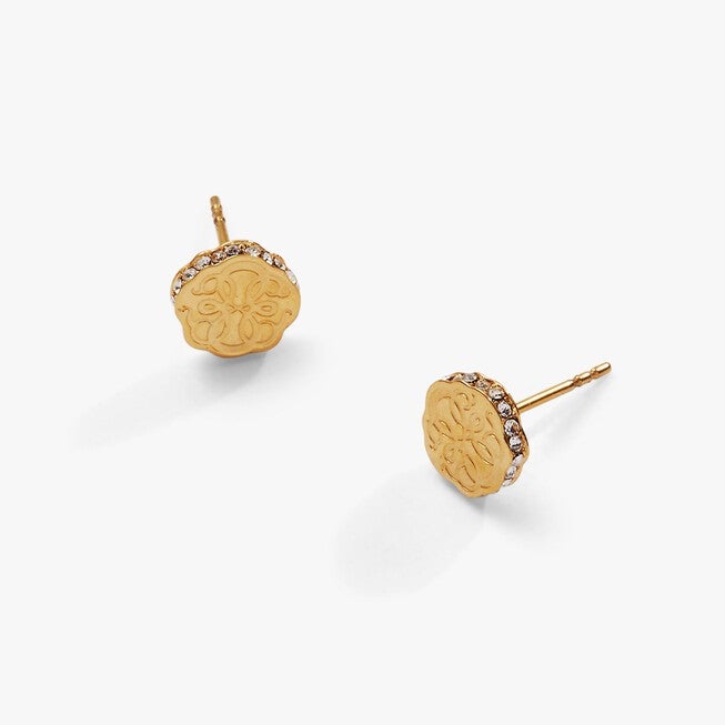 Path of Life Mini Stud Earrings, Gold / Gold, alternate image number 1