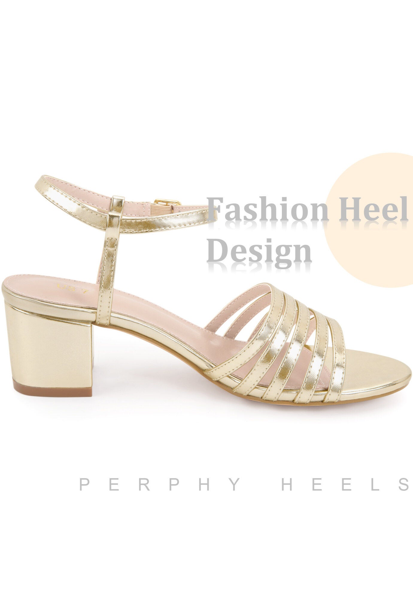 Strappy Open Toe Gladiator Block Heel Metallic Sandal, Gold Metallic / Gold, hi-res image number 0