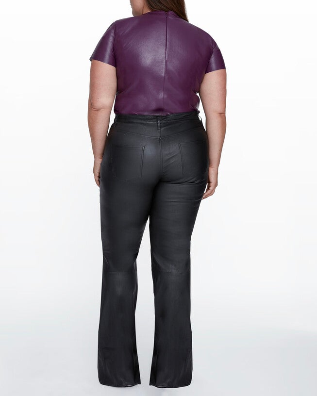 Robbie Stretch Leather Flares, Black / Black, alternate image number null