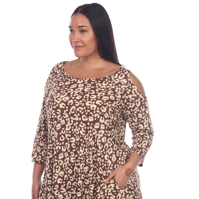 Leopard Cold Shoulder Tunic Top, , alternate image number 9