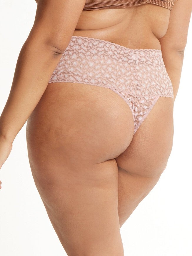 CROSS-DYED LEOPARD RETRO LACE PLUS THONG, , alternate image number 1