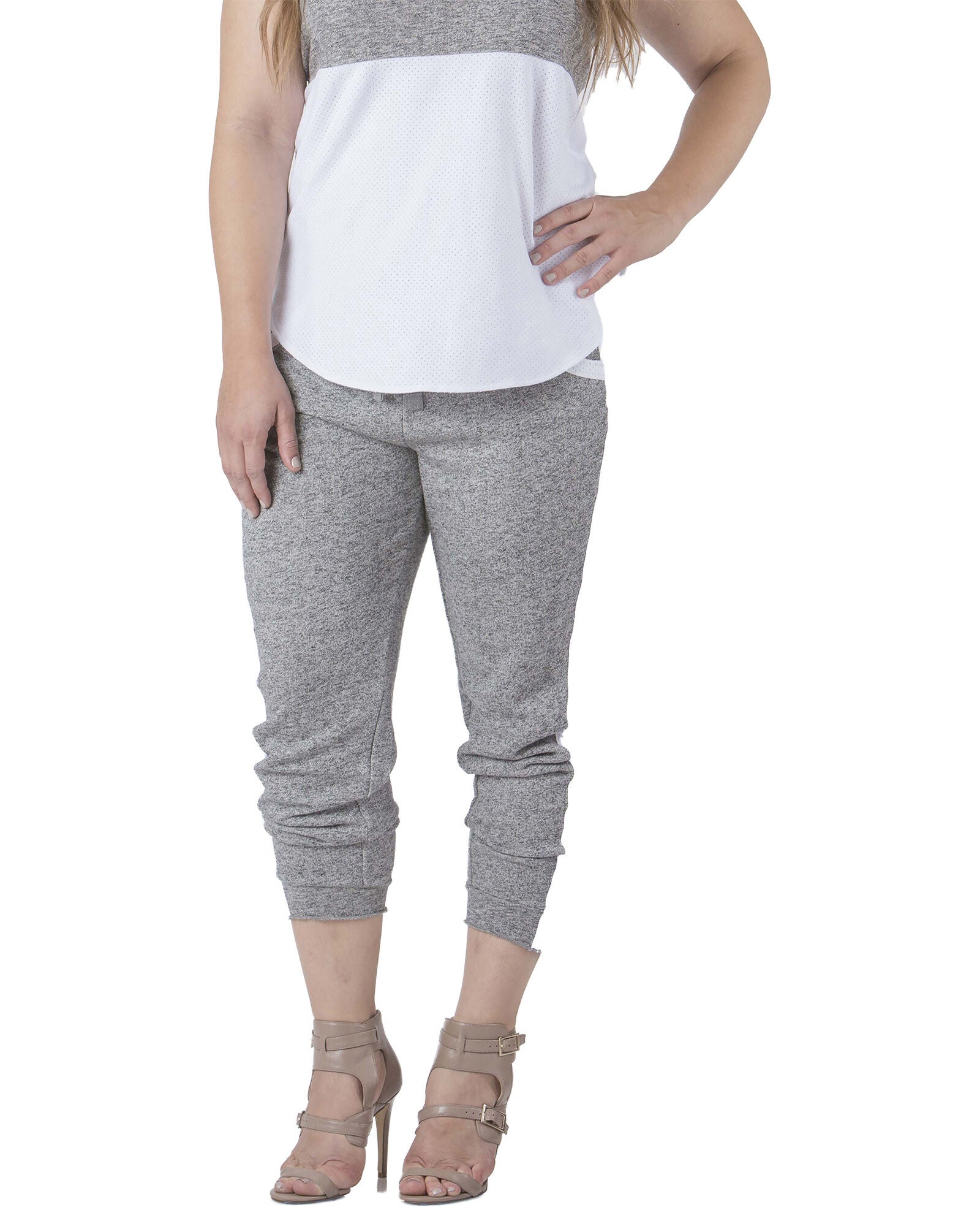 Sami French Terry Mesh Side Ankle Zip Pull On Jogger Pants, CHARWHITE / Charcoal Grey, hi-res image number 0