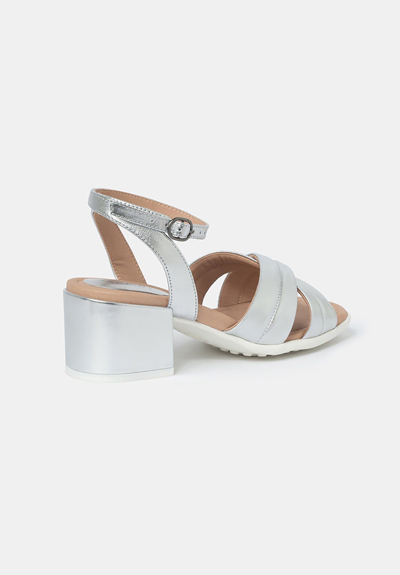 Daphne Block Heel Sandals, Silver / Silver, alternate image number 1