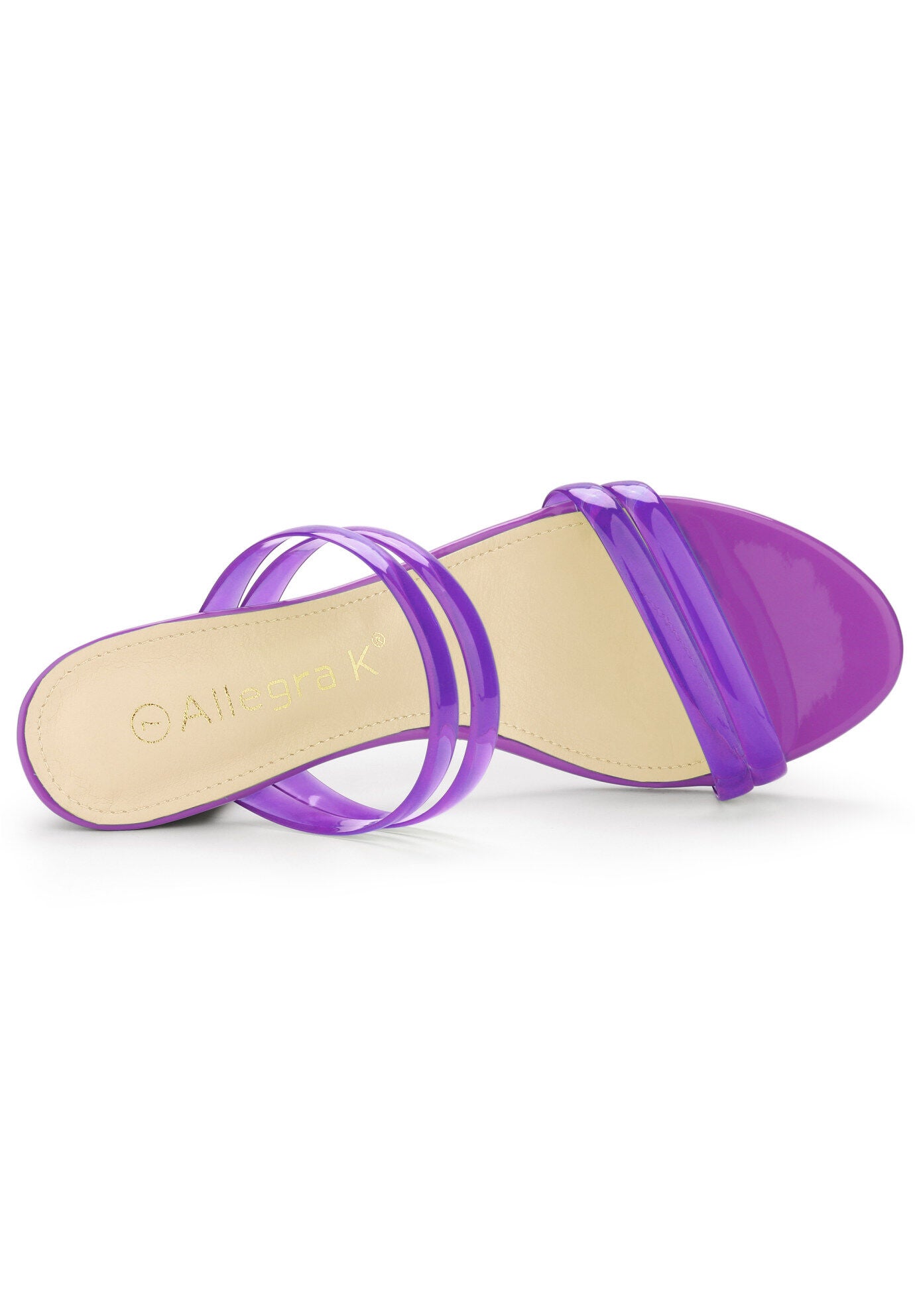 Strappy Slides Mules Block High Heel Sandal, Purple / Purple, alternate image number 3