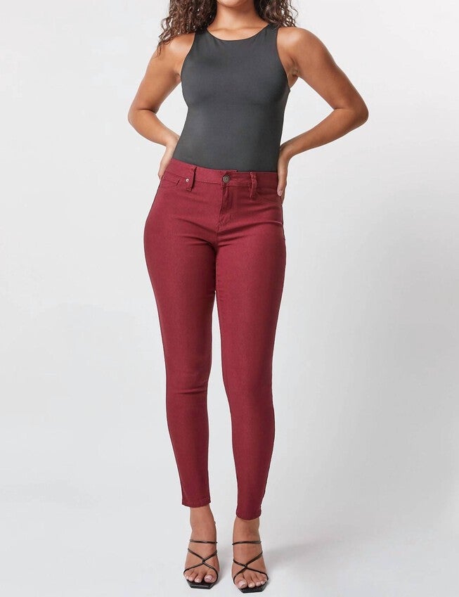 LIVING THE DREAM HYPERSTRETCH DENIM IN DARK WINE, Dark Wine / Red, alternate image number null