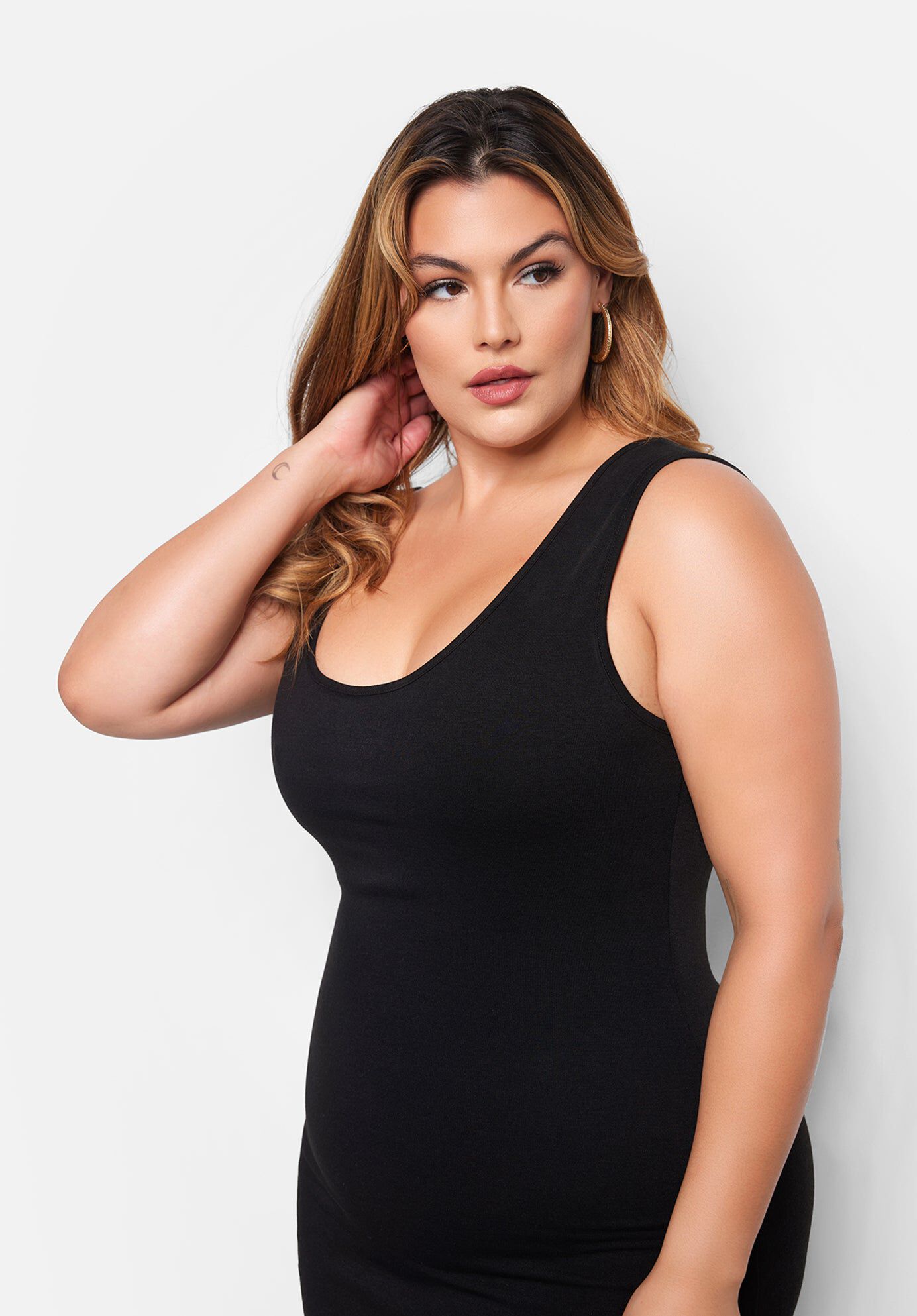 Essential Tank Maxi Bodycon Dress, Black / Black, alternate image number 2