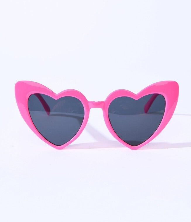 Unique Vintage Hot Pink Heart Sunglasses, Hot Pink / Pink, hi-res image number 0