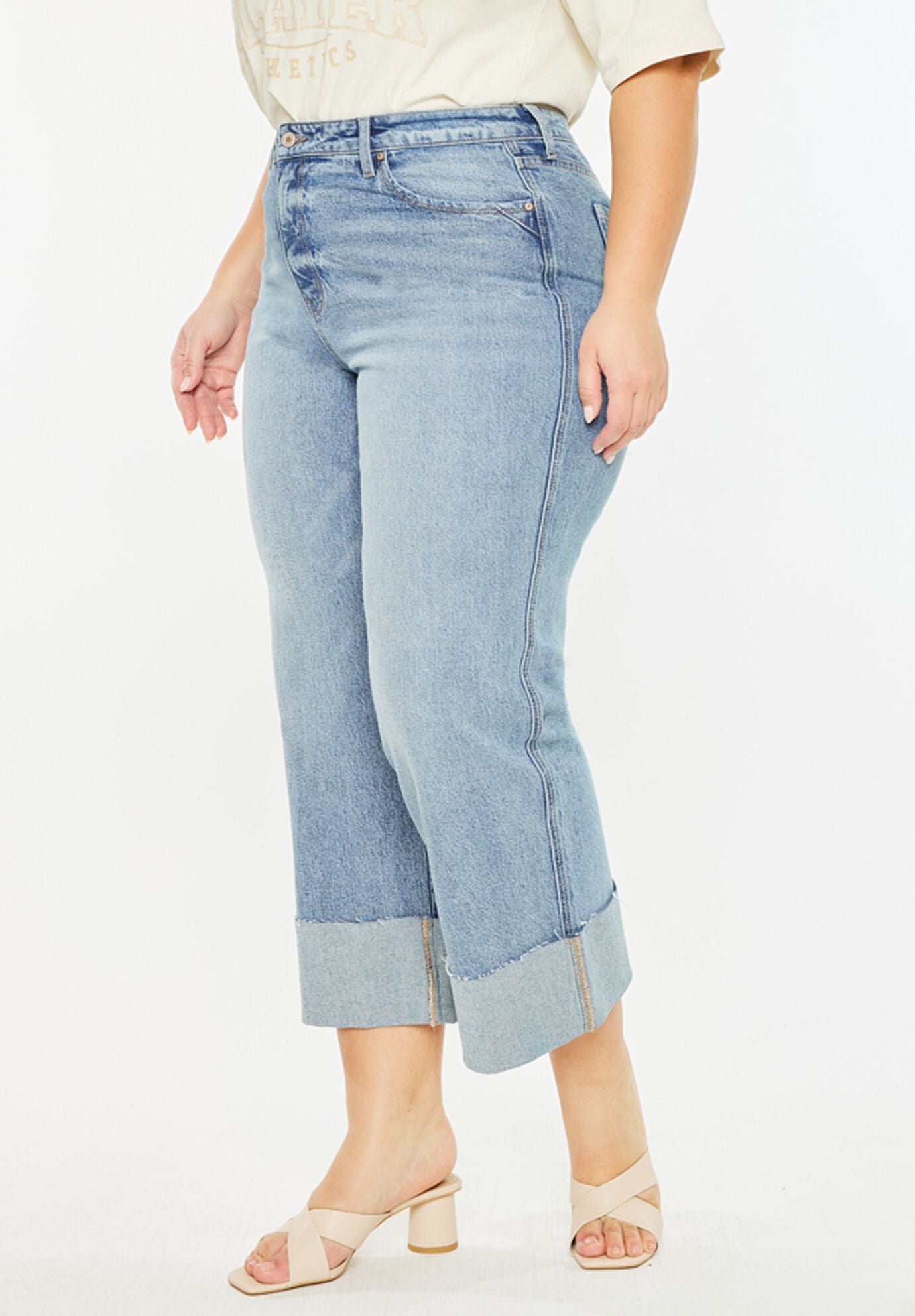 Jennie 90's Crop Wide Leg Jeans (Plus Size), Medium Wash / Medium Wash, alternate image number 3