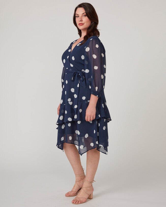 Begin Again Asymm 3/4 Dress, NavyMilk / Navy, alternate image number null