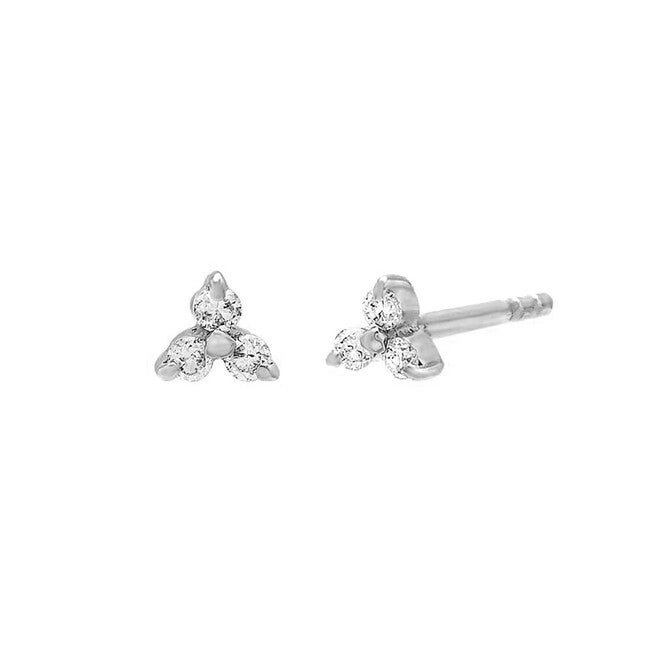 Diamond Trio Stud Earring 14K White Gold 3MM Pair, 14K White Gold / Silver, hi-res image number null