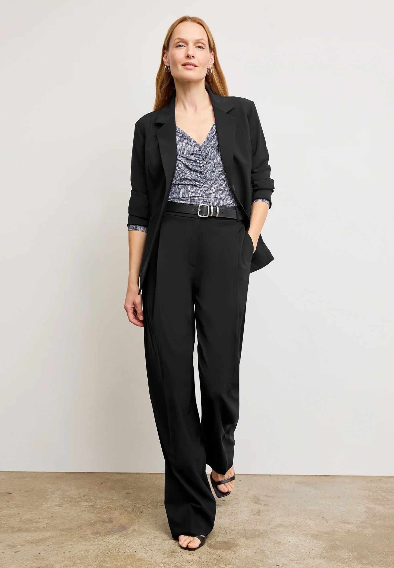 Amina Ruched Top - Printed Jersey, Blueprint Sketch / multi, alternate image number 6