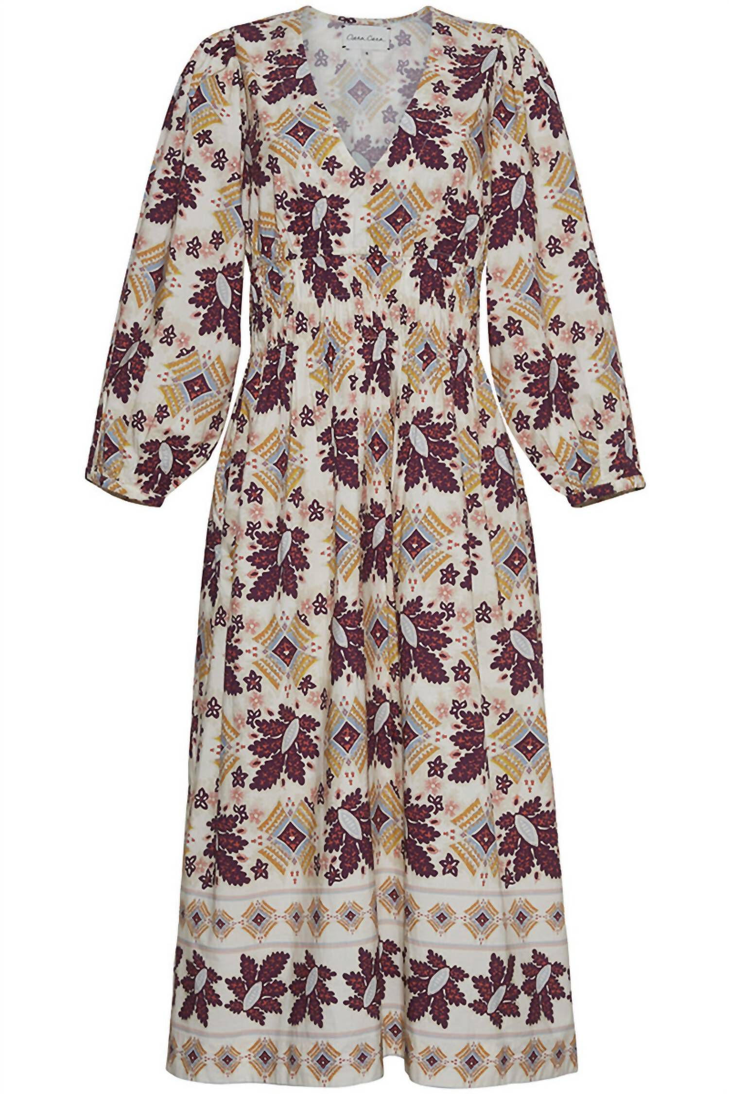 GINGER DRESS IN RETRO FLORAL TURTLEDOVE | Dia & Co