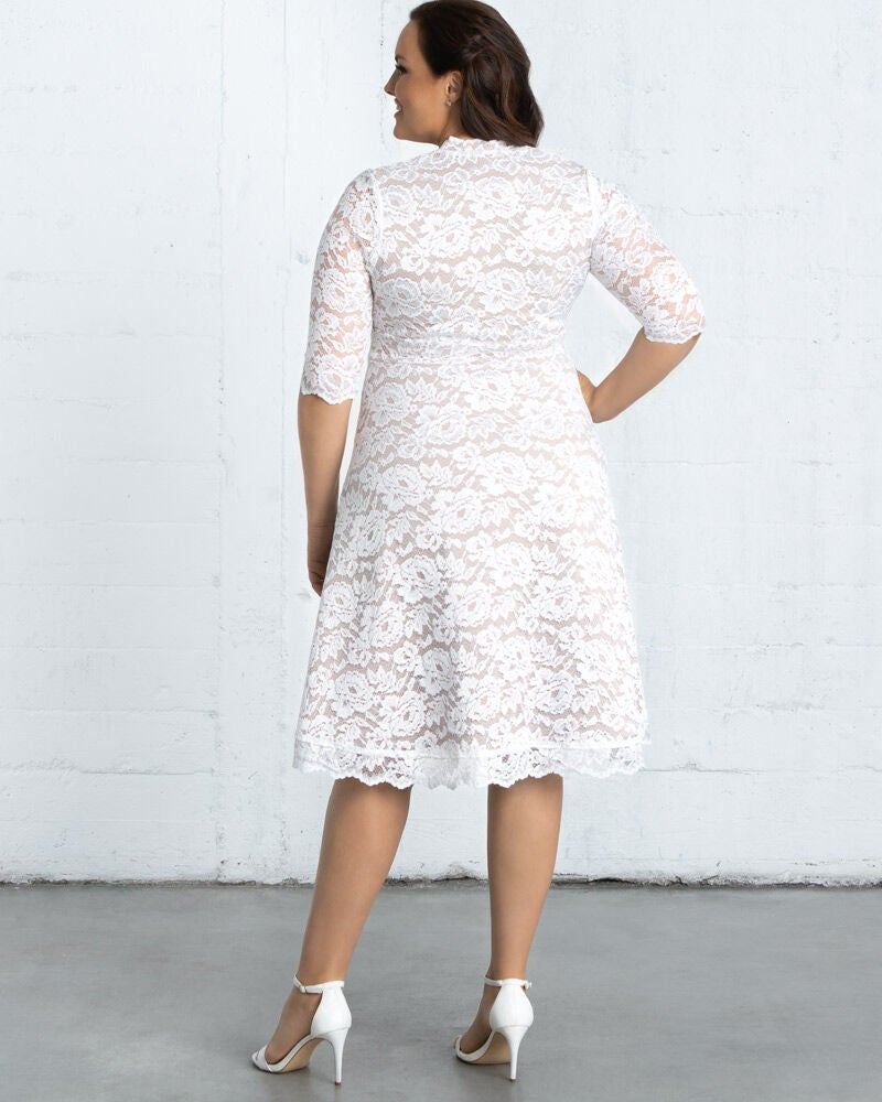 Bella Lace Wedding Dress, WHITE LACE  CHAMPAGNE LINING / White, alternate image number 3