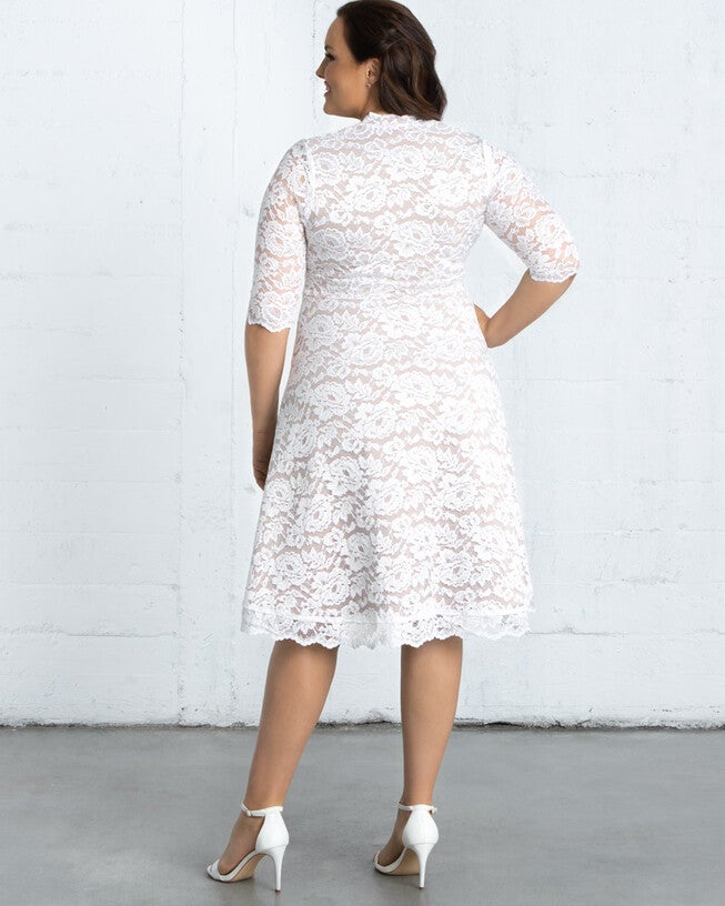 Bella Lace Wedding Dress, WHITE LACE  CHAMPAGNE LINING / White, alternate image number 3