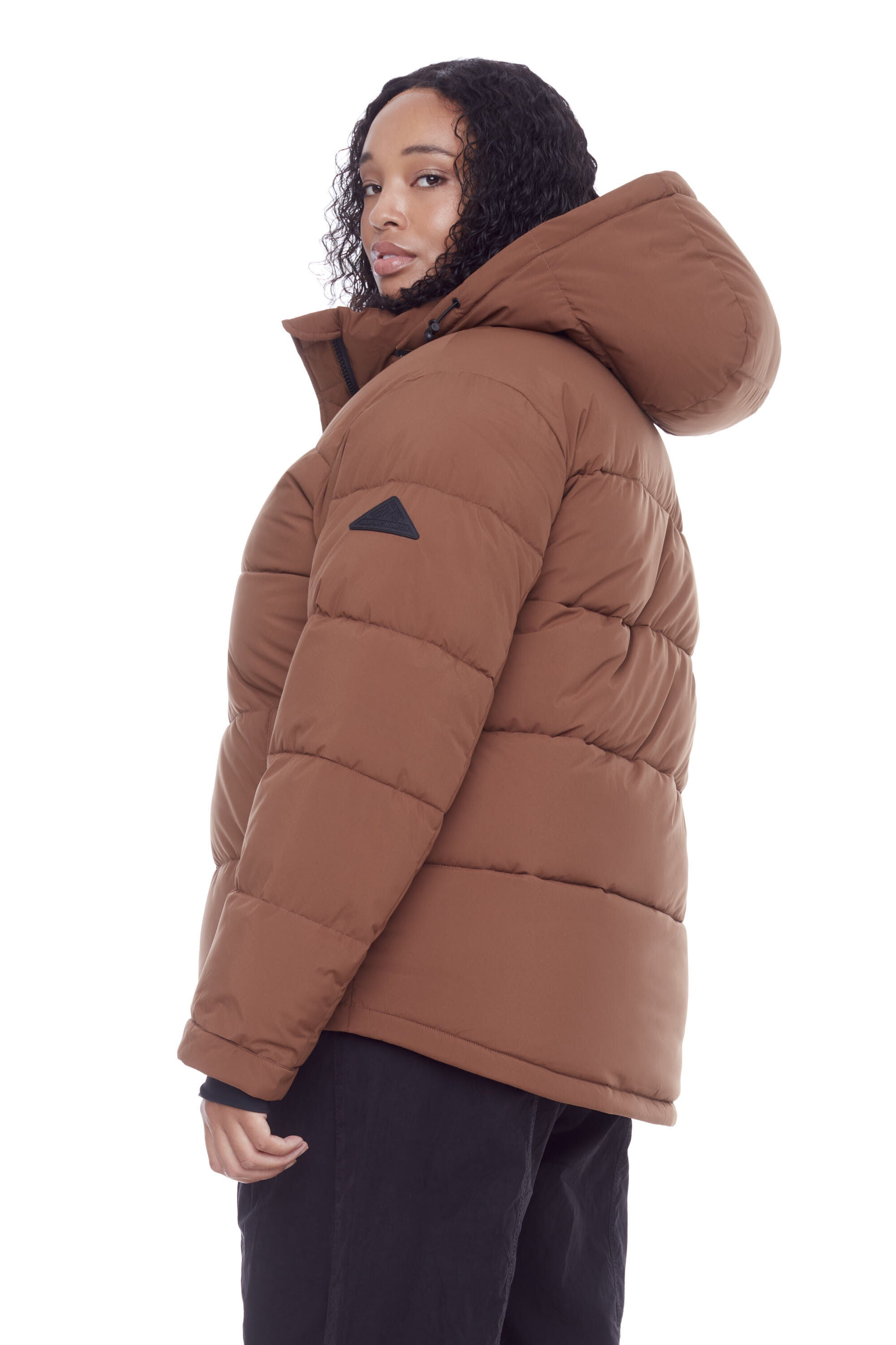 Women&#39;s Plus Size - FORILLON | Vegan Down Recycled Short Quilted Puffer Jacket, Maple / Brown, alternate image number 2